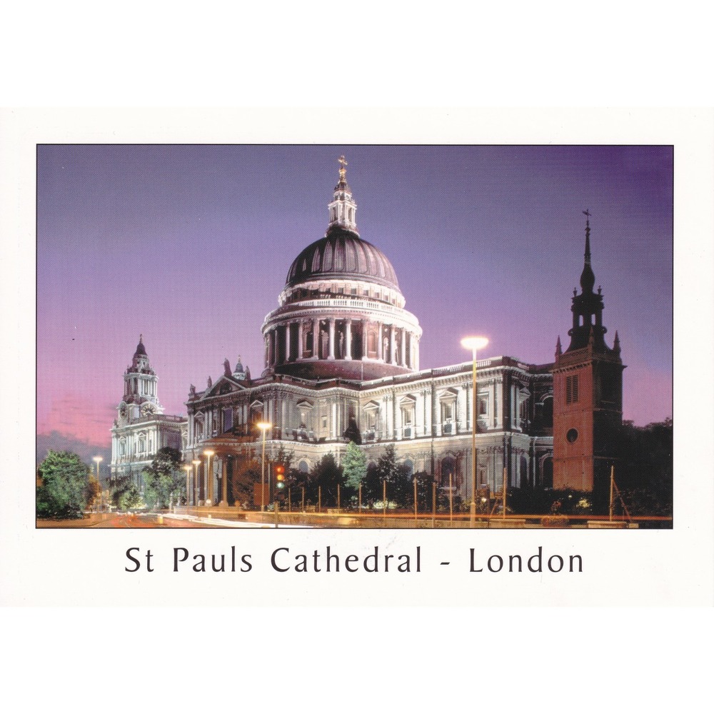 St Pauls Cathedral London Night Postcard KC119 Cityscape Architectural Travel